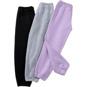 imageVerdusa Girls 3 Pack Elastic High Waist Joggers Solid Casual SweatpantsMulticolor1