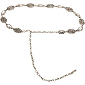 imageVerdusa Womens Golden Metal Decor Carved Floral Design Waist Chain BeltSilver