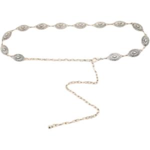 imageVerdusa Womens Golden Metal Decor Carved Floral Design Waist Chain BeltSilver Solid