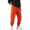 imageVerdusa Mens Elastic Waist Drawstring Cargo Pants Streetwear JoggersBurnt Orange