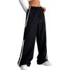 imageVerdusa Womens Cargo Pants Baggy Straight Wide Leg Athletic Pants Striped Bottoms StreetwearBlack