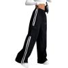 imageVerdusa Womens Cargo Pants Baggy Straight Wide Leg Athletic Pants Striped Bottoms StreetwearBlack