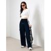 imageVerdusa Womens Cargo Pants Baggy Straight Wide Leg Athletic Pants Striped Bottoms StreetwearDark Blue