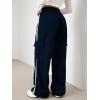 imageVerdusa Womens Cargo Pants Baggy Straight Wide Leg Athletic Pants Striped Bottoms StreetwearDark Blue