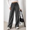 imageVerdusa Womens Cargo Pants Baggy Straight Wide Leg Athletic Pants Striped Bottoms StreetwearGrey