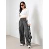 imageVerdusa Womens Cargo Pants Baggy Straight Wide Leg Athletic Pants Striped Bottoms StreetwearGrey