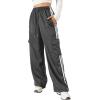 imageVerdusa Womens Cargo Pants Baggy Straight Wide Leg Athletic Pants Striped Bottoms StreetwearGrey
