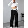 imageVerdusa Womens Color Block Asymmetrical High Waist Button Trousers Straight Leg Long PantsBlack and White