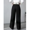 imageVerdusa Womens Color Block Asymmetrical High Waist Button Trousers Straight Leg Long PantsBlack and White