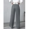 imageVerdusa Womens Color Block Asymmetrical High Waist Button Trousers Straight Leg Long PantsGrey