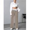 imageVerdusa Womens Color Block Asymmetrical High Waist Button Trousers Straight Leg Long PantsKhaki