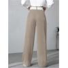 imageVerdusa Womens Color Block Asymmetrical High Waist Button Trousers Straight Leg Long PantsKhaki