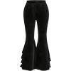 imageVerdusa Womens Plus Size Ruffle Trim Lace Velvet Pants Elastic Waist Wide Leg Palazzo PantsBlack