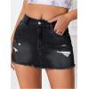 imageVerdusa Womens Y2K Low Waist Ripped Raw Trim Denim Bodycon Pencil Mini SkirtBlack