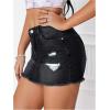 imageVerdusa Womens Y2K Low Waist Ripped Raw Trim Denim Bodycon Pencil Mini SkirtBlack