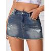 imageVerdusa Womens Y2K Low Waist Ripped Raw Trim Denim Bodycon Pencil Mini SkirtMedium Wash