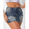 imageVerdusa Womens Y2K Low Waist Ripped Raw Trim Denim Bodycon Pencil Mini SkirtMedium Wash