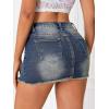 imageVerdusa Womens Y2K Low Waist Ripped Raw Trim Denim Bodycon Pencil Mini SkirtMedium Wash