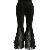 imageVerdusa Womens Plus Size Ruffle Trim Lace Velvet Pants Elastic Waist Wide Leg Palazzo PantsBlack