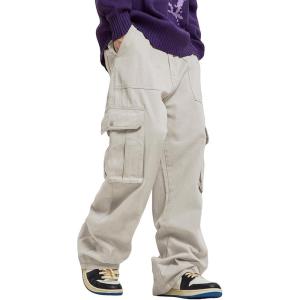 imageVerdusa Mens Casual Pocket Side Drawstring Waist Loose Joggers Cargo PantsBeige