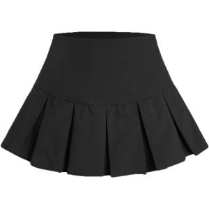 imageVerdusa Womens Y2K Low Waist Pleated Short A Line Skater SkirtBlack Pleated