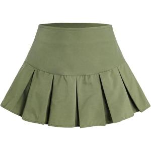 imageVerdusa Womens Y2K Low Waist Pleated Short A Line Skater SkirtGreen Pleated