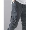 imageVerdusa Mens Drawstring Waist Zip Up Cargo Jogger Pants with PocketDark Grey