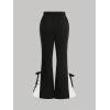 imageVerdusa Womens Bell Bottom Wide Leg Lace Pants Y2K Mesh Goth Flare Pants Party ClubwearBlack Bow