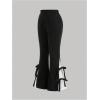 imageVerdusa Womens Bell Bottom Wide Leg Lace Pants Y2K Mesh Goth Flare Pants Party ClubwearBlack Bow