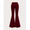 imageVerdusa Womens Bell Bottom Wide Leg Lace Pants Y2K Mesh Goth Flare Pants Party ClubwearBurgundy