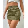 imageVerdusa Womens Drawstring Elastic Waist Ruched Bodycon Short SkirtArmy Green