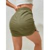 imageVerdusa Womens Drawstring Elastic Waist Ruched Bodycon Short SkirtArmy Green