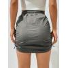 imageVerdusa Womens Drawstring Elastic Waist Ruched Bodycon Short SkirtDark Grey