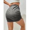 imageVerdusa Womens Drawstring Elastic Waist Ruched Bodycon Short SkirtDark Grey