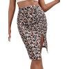 imageVerdusa Womens Floral Print Ruched Elastic Waist Split Bodycon Short SkirtBlack