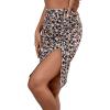 imageVerdusa Womens Floral Print Ruched Elastic Waist Split Bodycon Short SkirtBlack