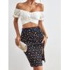 imageVerdusa Womens Floral Print Ruched Elastic Waist Split Bodycon Short SkirtDitsy Black