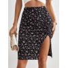 imageVerdusa Womens Floral Print Ruched Elastic Waist Split Bodycon Short SkirtDitsy Black