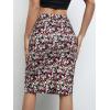 imageVerdusa Womens Floral Print Ruched Elastic Waist Split Bodycon Short SkirtMulti Black