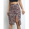 imageVerdusa Womens Floral Print Ruched Elastic Waist Split Bodycon Short SkirtMulti Black