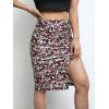 imageVerdusa Womens Floral Print Ruched Elastic Waist Split Bodycon Short SkirtMulti Black