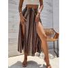 imageVerdusa Womens High Split Tribal Print Striped Boho Elastic Waist Long Skirt