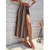 imageVerdusa Womens High Split Tribal Print Striped Boho Elastic Waist Long Skirt