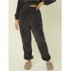imageVerdusa Womens High Waist Fuzzy Fleece Lounge Long Pants Pajama PantsDark Grey