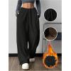 imageVerdusa Womens High Waist Fuzzy Fleece Lounge Long Pants Pajama PantsSolid Black