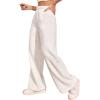 imageVerdusa Womens High Waist Fuzzy Fleece Lounge Long Pants Pajama PantsWhite