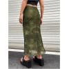 imageVerdusa Womens Lettuce Trim High Waist Mesh Fishtail Bodycon Long SkirtArmy Green
