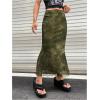 imageVerdusa Womens Lettuce Trim High Waist Mesh Fishtail Bodycon Long SkirtArmy Green