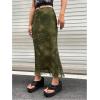 imageVerdusa Womens Lettuce Trim High Waist Mesh Fishtail Bodycon Long SkirtArmy Green