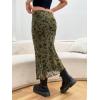 imageVerdusa Womens Lettuce Trim High Waist Mesh Fishtail Bodycon Long SkirtArmy Green Floral